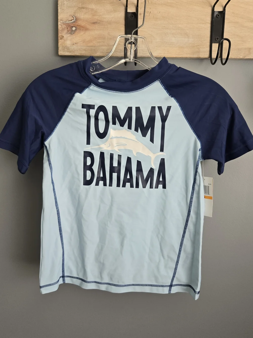 Tommy Bahama Kids Light Blue Swim Polo with Contrast Trim